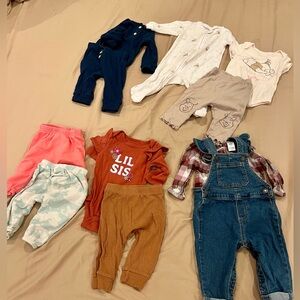 Cat & Jack Denim Overalls with Plaid Shirt